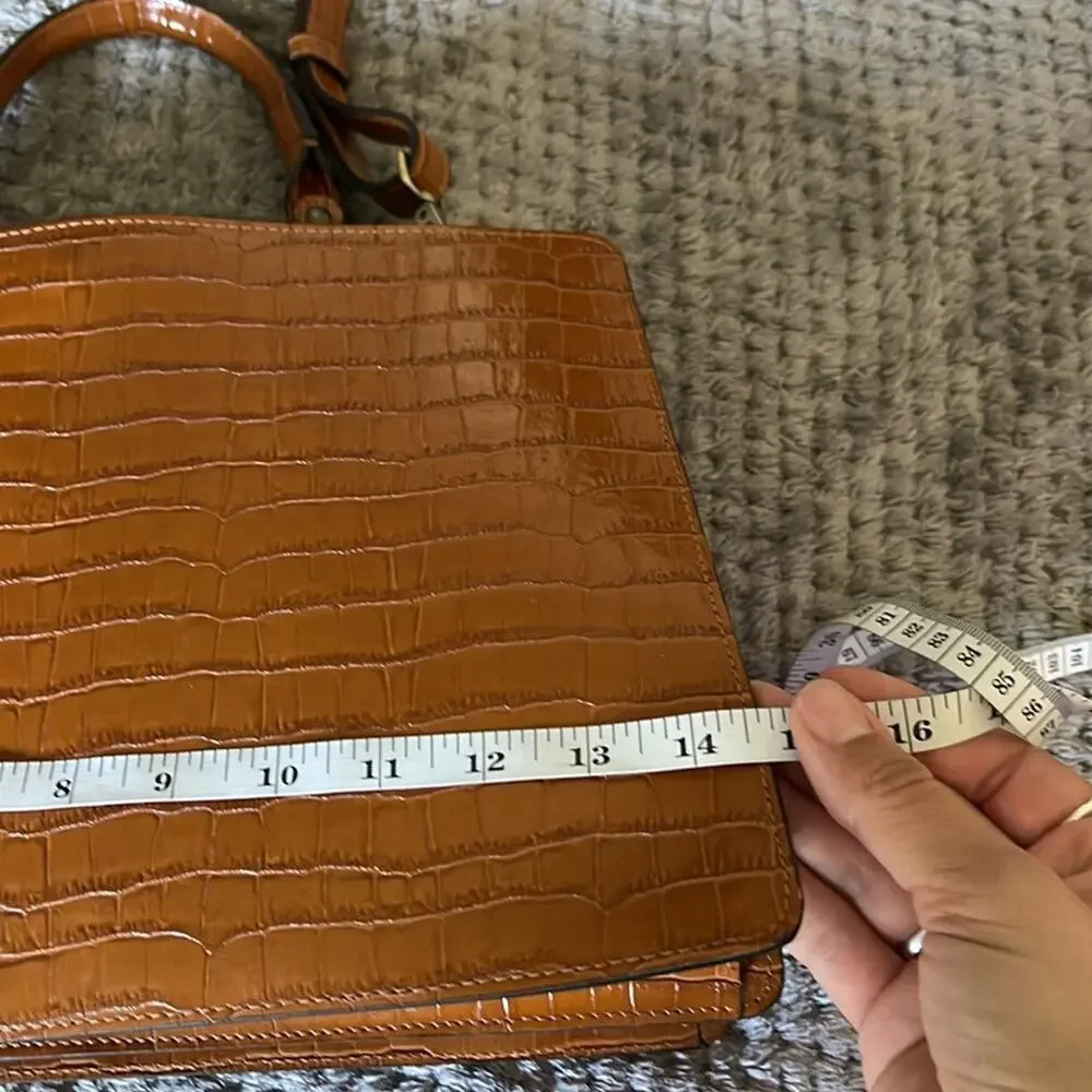 CLAUDIA FIRENZE Camel Colored Alligator Skin Textured Handbag